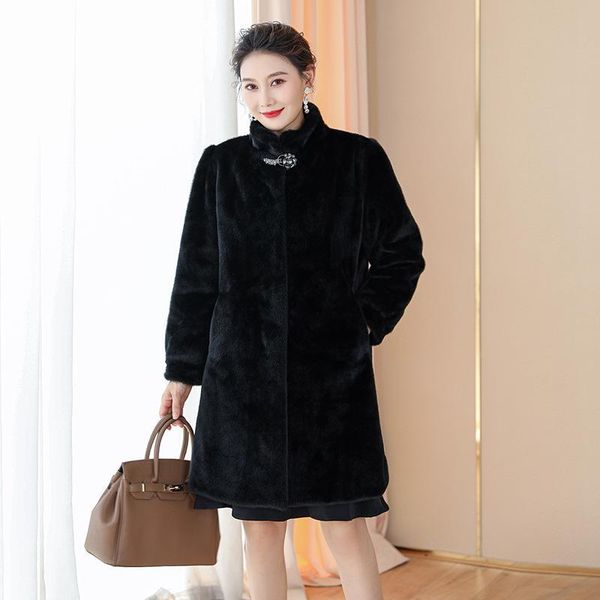 women's fur & faux 2021 haining slim imitation mink coat medium long large, Black
women's fur & faux 2021 haining slim imitation mink coat medium long large, Black