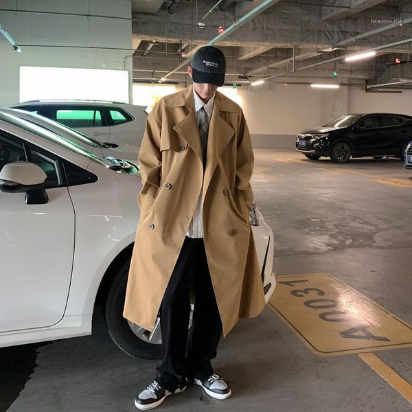 men's trench coats windbreaker korean trendy mid-length handsome over-the-knee coat double-breasted loose solid color woolen with belt, Tan;black
men's trench coats windbreaker korean trendy mid-length handsome over-the-knee coat double-breasted loose solid color woolen with belt, Tan;black