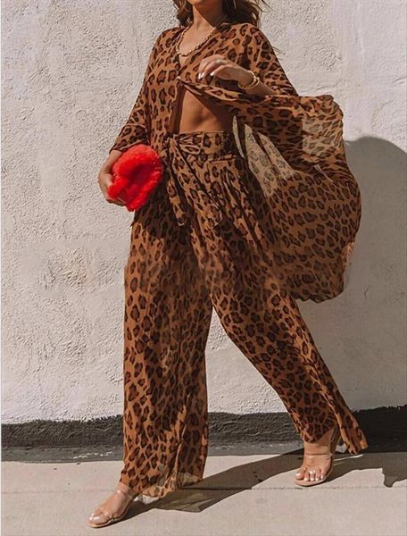 autumn clothing leopard shirt womens pants wide leg loose fried street fashion suit, White
autumn clothing leopard shirt womens pants wide leg loose fried street fashion suit, White
