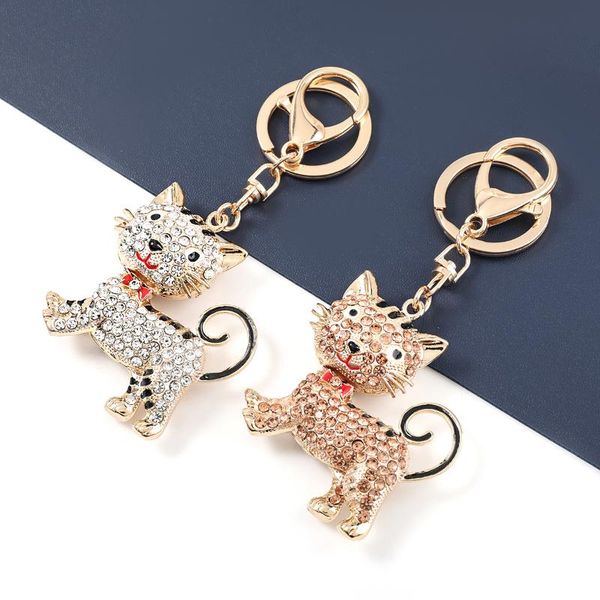 keychains alloy rhinestone cat kawaii keychain 2021 fashion cute car key ring girl bag accessories pendant, Silver 
keychains alloy rhinestone cat kawaii keychain 2021 fashion cute car key ring girl bag accessories pendant, Silver