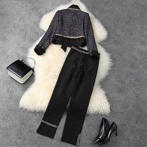 women's two piece pants elegant fall winter office trousers suit fashion designer vintage short tweed woolen blazer jacket and 2 set dy, White
women's two piece pants elegant fall winter office trousers suit fashion designer vintage short tweed woolen blazer jacket and 2 set dy, White