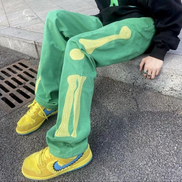 men's jeans restoring ancient ways embroidered skull bone straight hiphop oversized clothes harajuku streetwear trousers, Blue
men's jeans restoring ancient ways embroidered skull bone straight hiphop oversized clothes harajuku streetwear trousers, Blue