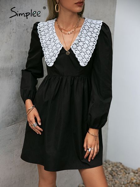 simplee vintage peter pan collar black women lace dress puff sleeve v-neck smock mini dresses a-line high waist loose vestidos, Black;gray
simplee vintage peter pan collar black women lace dress puff sleeve v-neck smock mini dresses a-line high waist loose vestidos, Black;gray