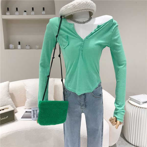 polos spring summer women's niche fashion short t-shirt thin waist design breasted top, White
polos spring summer women's niche fashion short t-shirt thin waist design breasted top, White