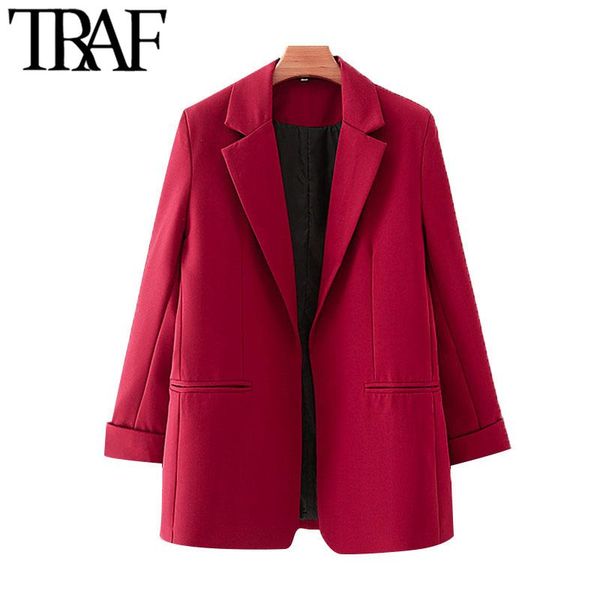 women fashion office wear red blazer coat vintage long sleeve pockets female outerwear chic women's suits & blazers, White;black
women fashion office wear red blazer coat vintage long sleeve pockets female outerwear chic women's suits & blazers, White;black