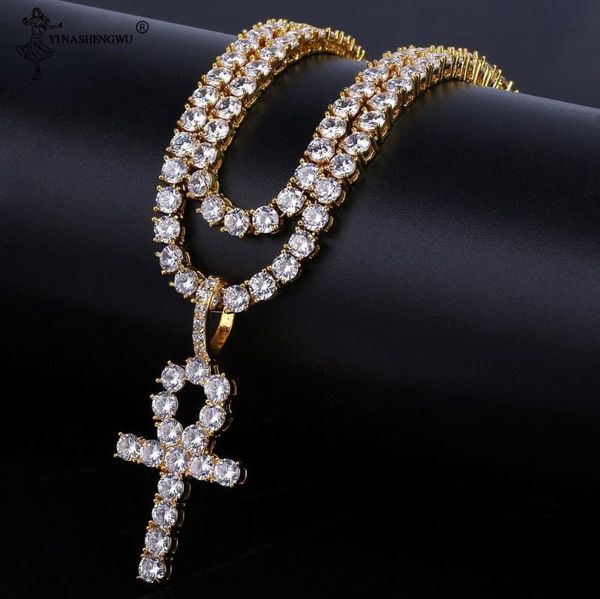 pendant necklaces gold cross with 4mm tennis chain necklace set men's hip hop jewelry zircon men women collar colgante kolye, Silver
pendant necklaces gold cross with 4mm tennis chain necklace set men's hip hop jewelry zircon men women collar colgante kolye, Silver