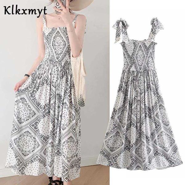 klkxmyt za summer dress women vintage printed midi dresses woman backless bow straps casual elastic elegant vestido 210527, Black;gray
klkxmyt za summer dress women vintage printed midi dresses woman backless bow straps casual elastic elegant vestido 210527, Black;gray