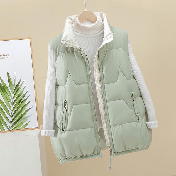 women's vests solid women sleeveless jacket quilted zipper autumn winter ladies stand collar padded casual waistcoat for female fashion, Black;white
women's vests solid women sleeveless jacket quilted zipper autumn winter ladies stand collar padded casual waistcoat for female fashion, Black;white