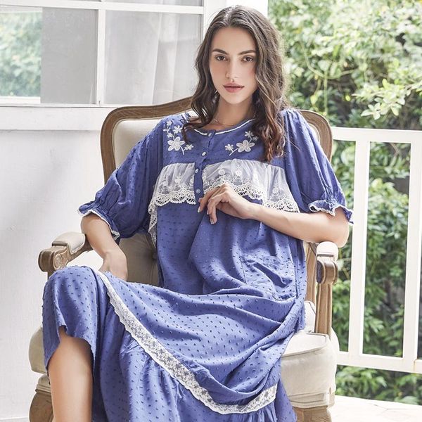 women's sleepwear nightgown cotton long dress romantic loose, Black;red 
women's sleepwear nightgown cotton long dress romantic loose, Black;red
