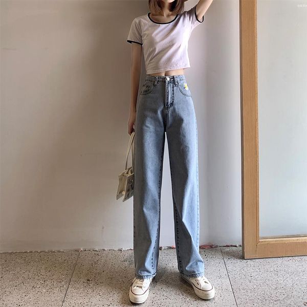 women's jeans small daisy wide leg woman high waist boyfriend denim pants ladies jean trousers femme loose vintage korean, Blue
women's jeans small daisy wide leg woman high waist boyfriend denim pants ladies jean trousers femme loose vintage korean, Blue
