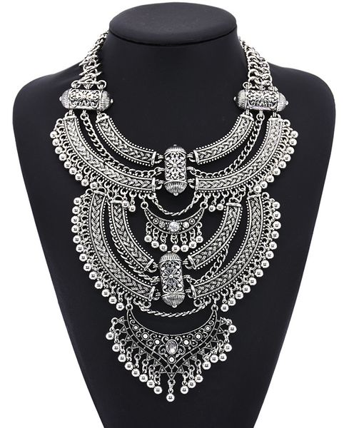large collar big choker woman bohemian ethnic statement gypsy maxi pendants indian power necklace for women, Silver
large collar big choker woman bohemian ethnic statement gypsy maxi pendants indian power necklace for women, Silver