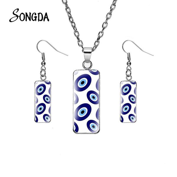 earrings & necklace blue evil eye jewelry sets for women rectangle greek set glass cabochon designer wholesale gifts, Silver
earrings & necklace blue evil eye jewelry sets for women rectangle greek set glass cabochon designer wholesale gifts, Silver