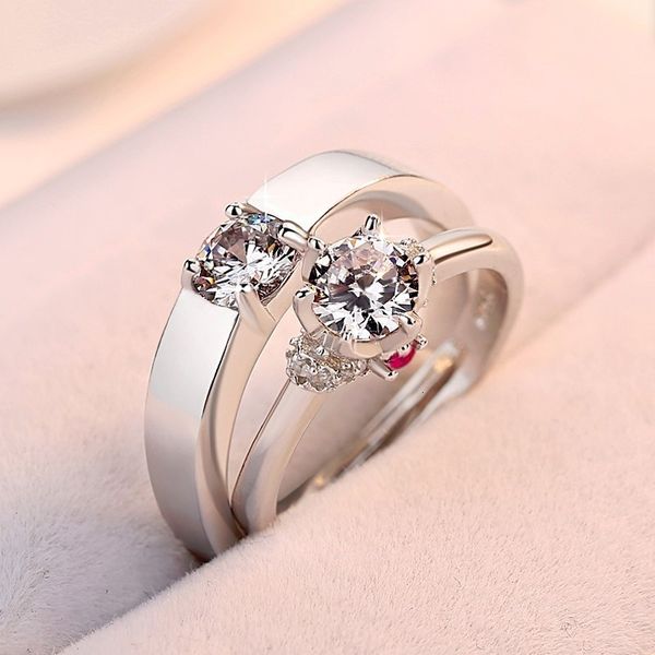 ring, s925 sterling silver couple personalized fashion, six claw crown, diamond inlaid adjustable wedding ring, Slivery;golden
ring, s925 sterling silver couple personalized fashion, six claw crown, diamond inlaid adjustable wedding ring, Slivery;golden