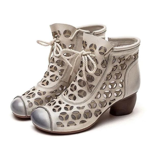boots beige summer leather women's med-heeled vintage shoes ladies round toe cut out hole ankle thick heels, Black
boots beige summer leather women's med-heeled vintage shoes ladies round toe cut out hole ankle thick heels, Black