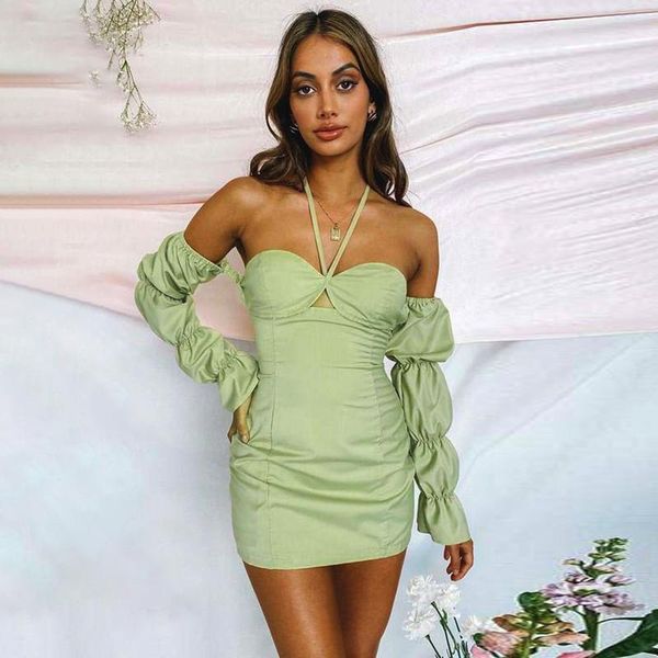 casual dresses autumn long sleeve green mini bodycon dress women off shoulder backless vestidos de mujer party clubwear outfits, Black;gray 
casual dresses autumn long sleeve green mini bodycon dress women off shoulder backless vestidos de mujer party clubwear outfits, Black;gray