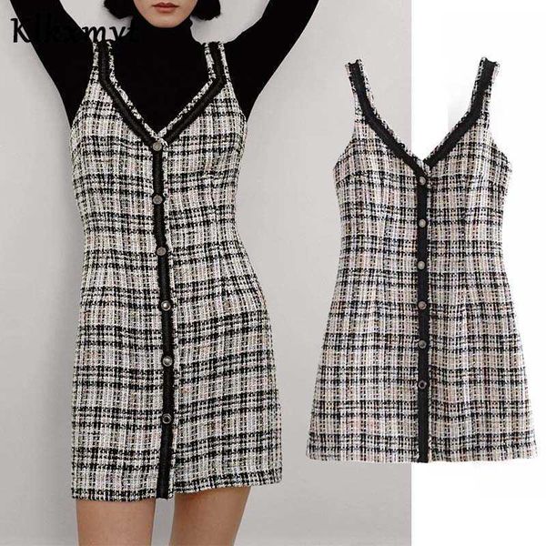 klkxmyt za dress women fashion check vest vintage single-breasted sleeveless wide straps female es vestidos 210527, Black;gray
klkxmyt za dress women fashion check vest vintage single-breasted sleeveless wide straps female es vestidos 210527, Black;gray