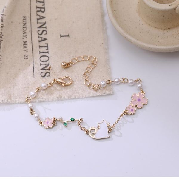 charm bracelets femme 2021 fun girly style simple cat flower bracelet daily wear cute students temperament all-match for women, Golden;silver
charm bracelets femme 2021 fun girly style simple cat flower bracelet daily wear cute students temperament all-match for women, Golden;silver