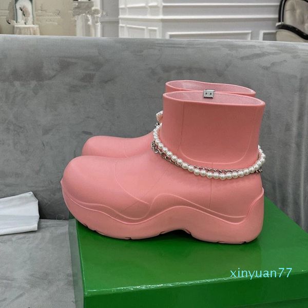 designer women rain boots peal chain decor thick sole female ankle short boot rubber height increasing shoes woman, Black
designer women rain boots peal chain decor thick sole female ankle short boot rubber height increasing shoes woman, Black