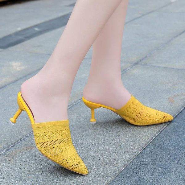 knit mesh breathable high heels mules slippers women 2021 summer shoes pointed toe thin fashion party ladies, Black
knit mesh breathable high heels mules slippers women 2021 summer shoes pointed toe thin fashion party ladies, Black