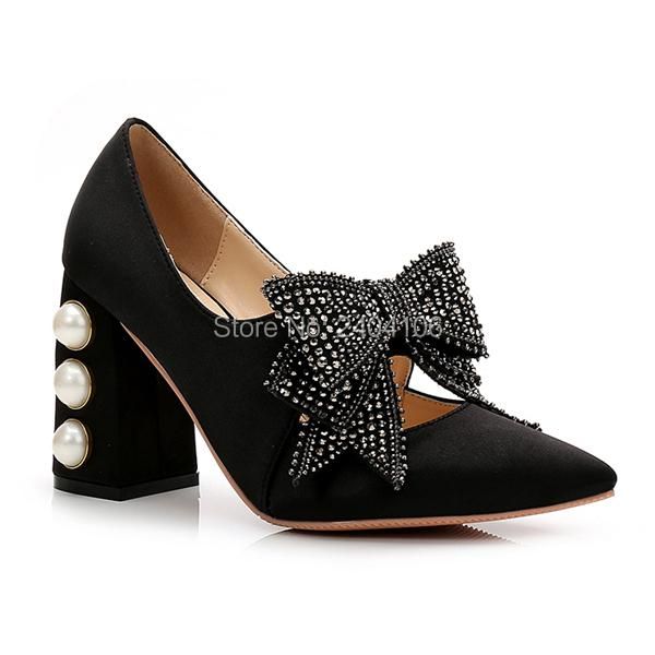 sping summer luxury runway shoes woman pointed toe block heel pumps black satin pearls spike studded party bowknot heels dress
sping summer luxury runway shoes woman pointed toe block heel pumps black satin pearls spike studded party bowknot heels dress