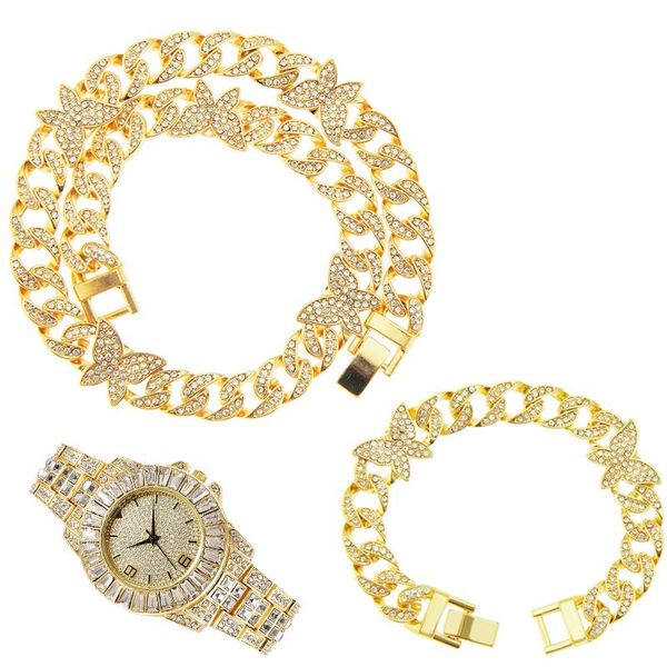 chains 12mm 3pcs kit hip hop iced out paved rhinestones butterfly full miami curb cuban cz necklace watch bracelet for women jewelry, Silver
chains 12mm 3pcs kit hip hop iced out paved rhinestones butterfly full miami curb cuban cz necklace watch bracelet for women jewelry, Silver