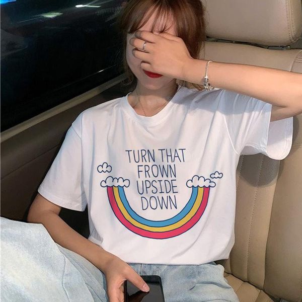 women's t-shirt rainbow t shirt clothes femme ulzzang plus size vintage summer top, White
women's t-shirt rainbow t shirt clothes femme ulzzang plus size vintage summer top, White