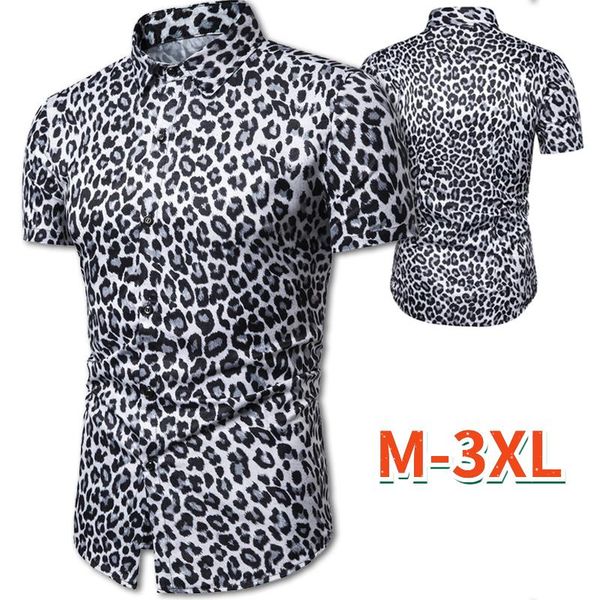 men's casual shirts snow leopard printed shirt summer spot youth cardigan short sleeve slim, White;black
men's casual shirts snow leopard printed shirt summer spot youth cardigan short sleeve slim, White;black