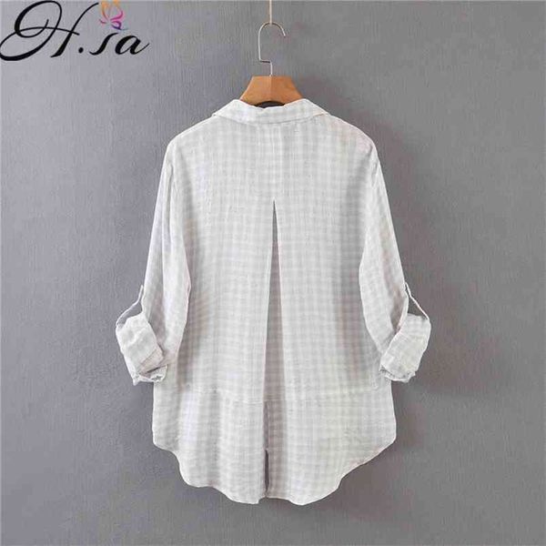 hsa button down linen women plaid blouse female lapel casual long sleeve shirt work ol style blusas mujer 210430, White
hsa button down linen women plaid blouse female lapel casual long sleeve shirt work ol style blusas mujer 210430, White