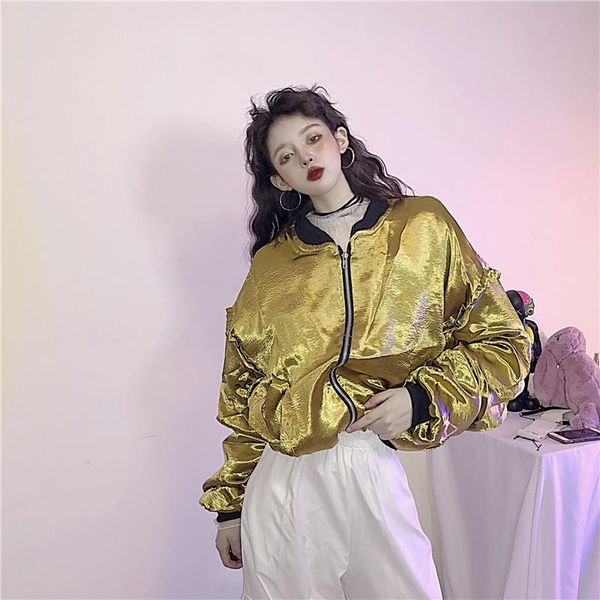 women's jackets korea harajuku bf oversize gold spring autumn ulzzang clothing bling sleeve zipper coat women jacket, Black;brown
women's jackets korea harajuku bf oversize gold spring autumn ulzzang clothing bling sleeve zipper coat women jacket, Black;brown