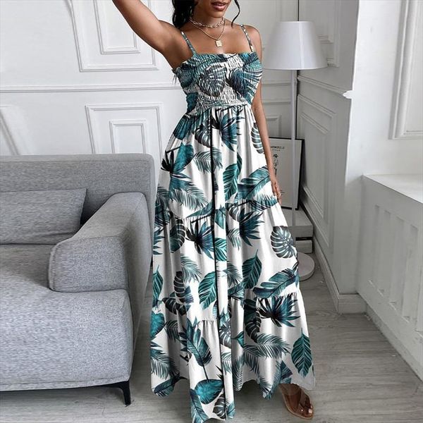 summer sleeveless boho beach long womens dress vestidos elegant sling pleated party women leaf printed maxi, Black;gray
summer sleeveless boho beach long womens dress vestidos elegant sling pleated party women leaf printed maxi, Black;gray
