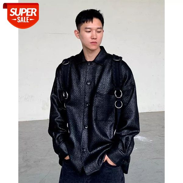 new style men's loose texture black color woven casual clothes long sleeve shirt fashion camisa masculina streetwear shirts #et1m, White;black
new style men's loose texture black color woven casual clothes long sleeve shirt fashion camisa masculina streetwear shirts #et1m, White;black