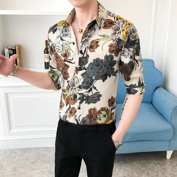 men's casual shirts 2021 summer printed cropped sleeve shirt slim korean lapel fashion small floral, White;black
men's casual shirts 2021 summer printed cropped sleeve shirt slim korean lapel fashion small floral, White;black