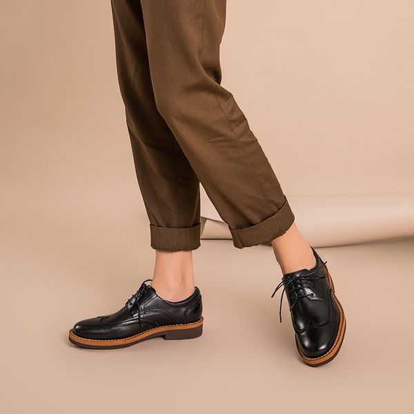 dress shoes casual women calf genuine leather wingtip lace-up round toe fashion design ladies shoes handmade 21417, Black
dress shoes casual women calf genuine leather wingtip lace-up round toe fashion design ladies shoes handmade 21417, Black
