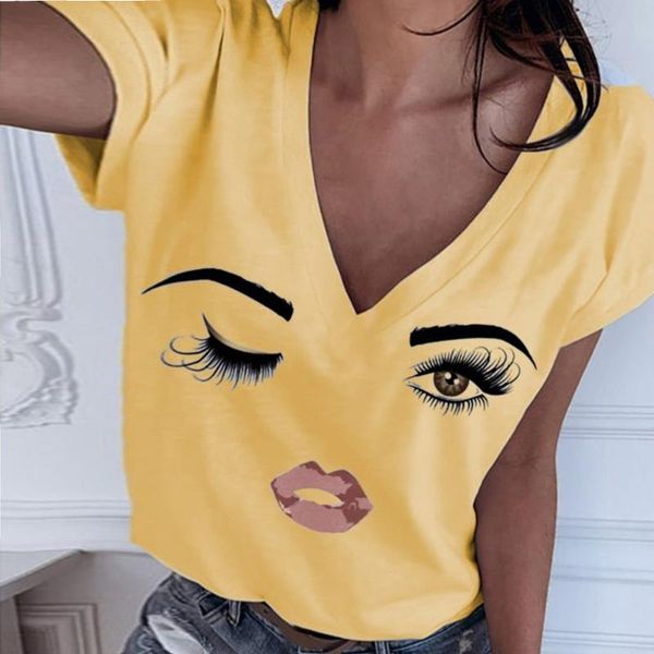 women's t-shirt fashion women causal t shirt summer short sleeve eye lip printed tee v neck cute funny pullover, White
women's t-shirt fashion women causal t shirt summer short sleeve eye lip printed tee v neck cute funny pullover, White