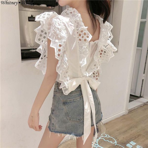 women's blouses & shirts whitney wang woman 2021 fashion streetwear backless bow ruffles blouse women blusas shirt, White
women's blouses & shirts whitney wang woman 2021 fashion streetwear backless bow ruffles blouse women blusas shirt, White