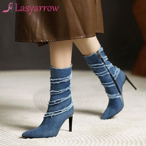 boots lasyarrow fashion denim ankle autumn women super high heel booties pointed toe zipper winter woman shoes, Black
boots lasyarrow fashion denim ankle autumn women super high heel booties pointed toe zipper winter woman shoes, Black