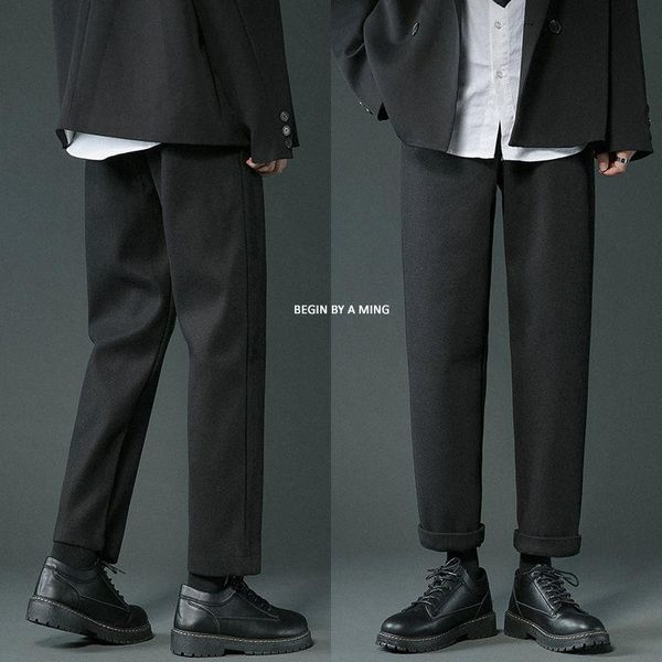 men's trousers 2021 spring and winter slim solid color thick woolen pants loose casual fashion young clothing, Black
men's trousers 2021 spring and winter slim solid color thick woolen pants loose casual fashion young clothing, Black