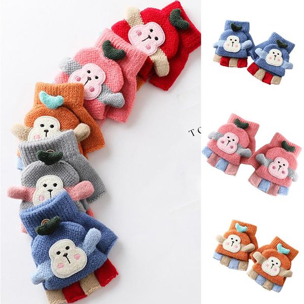 five fingers gloves kids winter warm flip fingerless cartoon monkey half finger knitted mittens with cover toddler gift d88, Blue;gray
five fingers gloves kids winter warm flip fingerless cartoon monkey half finger knitted mittens with cover toddler gift d88, Blue;gray
