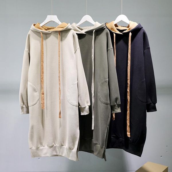 women's hoodies & sweatshirts women long section thickening add cashmere warm solid color loose fashion female pullover size 2021 winte, Black
women's hoodies & sweatshirts women long section thickening add cashmere warm solid color loose fashion female pullover size 2021 winte, Black