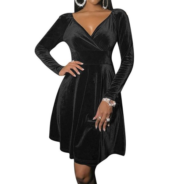 casual dresses women clothing velvet dress v neck long sleeve polyester autumn spring solid color a-line clothes for club party wedding, Black;gray
casual dresses women clothing velvet dress v neck long sleeve polyester autumn spring solid color a-line clothes for club party wedding, Black;gray