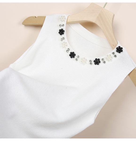 women's sweaters pearls floral white knitted tank women summer elegant modis o-neck sleeveless black cqis, White;black
women's sweaters pearls floral white knitted tank women summer elegant modis o-neck sleeveless black cqis, White;black