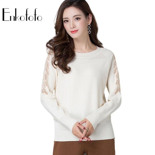 women's sweaters 2021 korean style knit sweater women femme spring lace long sleeve crew neck pullover all-match basic, White;black
women's sweaters 2021 korean style knit sweater women femme spring lace long sleeve crew neck pullover all-match basic, White;black