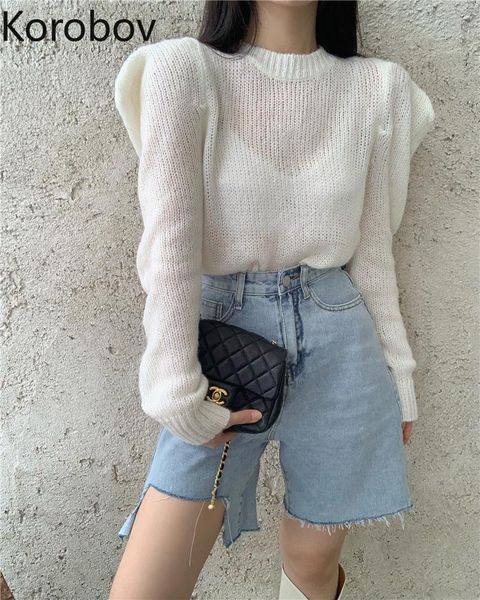 women's sweaters korobov 2021 chic korean elegant sueter mujer vintage puff sleeve female pullovers autumn winter knit jumper femme, White;black
women's sweaters korobov 2021 chic korean elegant sueter mujer vintage puff sleeve female pullovers autumn winter knit jumper femme, White;black