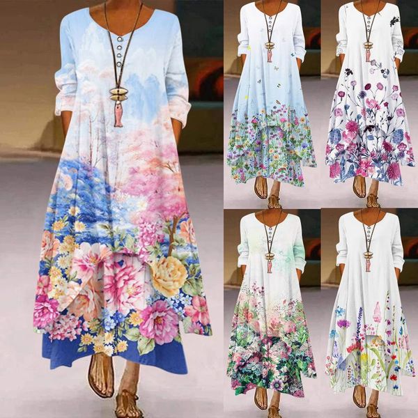 casual dresses autumn flower print woman dress long sleeve irregular hem fashion splice o-neck loose maxi pockets vestidos, Black;gray
casual dresses autumn flower print woman dress long sleeve irregular hem fashion splice o-neck loose maxi pockets vestidos, Black;gray