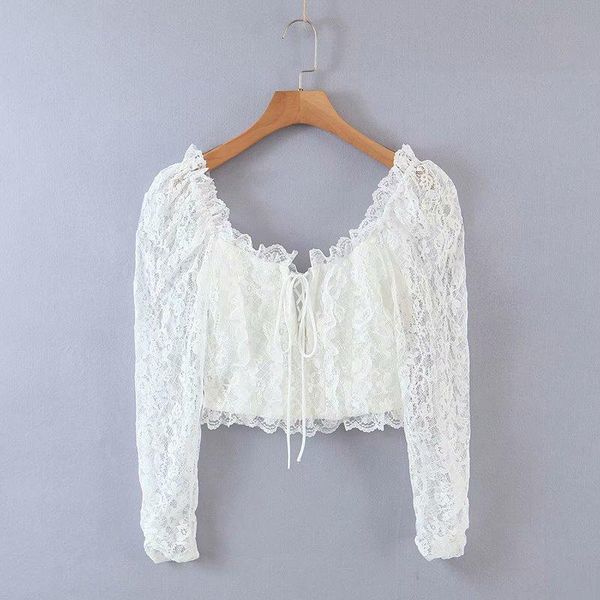 women's t-shirt 2021 autumn women solid lace square collar long sleeve short casual fashion female woman clothes, White
women's t-shirt 2021 autumn women solid lace square collar long sleeve short casual fashion female woman clothes, White