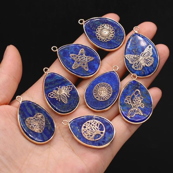 charms natural semi-precious stone pendant water droplets shape gilded edge lapis lazuli for jewelry making necklaces gift, Bronze;silver
charms natural semi-precious stone pendant water droplets shape gilded edge lapis lazuli for jewelry making necklaces gift, Bronze;silver