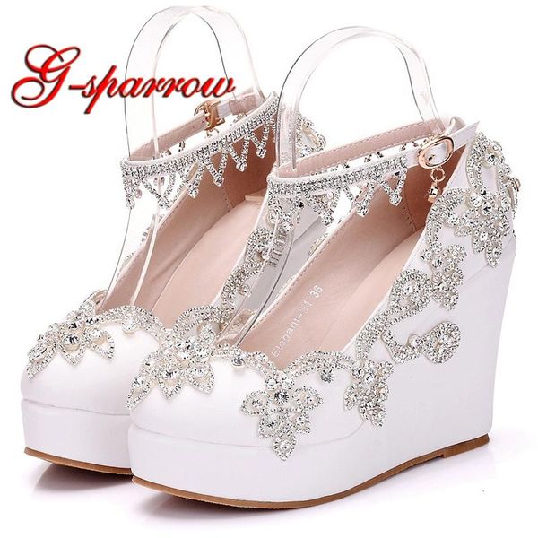 fashion silver rhinestone wedge heels white color wedding shoes ankle straps beautiful lady party prom plus size dress, Black
fashion silver rhinestone wedge heels white color wedding shoes ankle straps beautiful lady party prom plus size dress, Black
