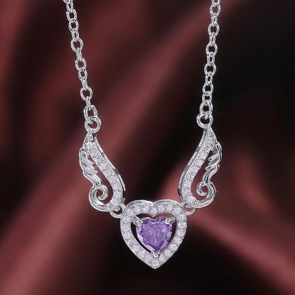 pendant necklaces caoshi romantic flying heart necklace for women with olive green/purple/sky blue zirconia valentine gift, Silver
pendant necklaces caoshi romantic flying heart necklace for women with olive green/purple/sky blue zirconia valentine gift, Silver
