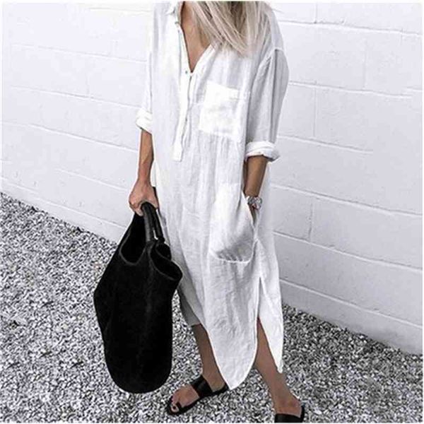 woman's lapel long sleeve spring dress cotton split dresses elegant solid work office vestidos female tunic robe plus size 5xl 210409, Black;gray
woman's lapel long sleeve spring dress cotton split dresses elegant solid work office vestidos female tunic robe plus size 5xl 210409, Black;gray