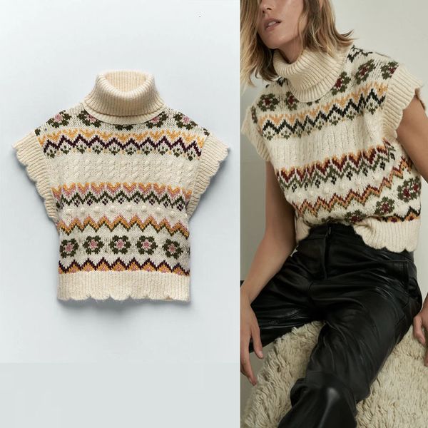 sweaters za cable knit jacquard cropped vest women vintage sleeveless ruffle trim turtleneck female chic streetwear sweater, White;black
sweaters za cable knit jacquard cropped vest women vintage sleeveless ruffle trim turtleneck female chic streetwear sweater, White;black